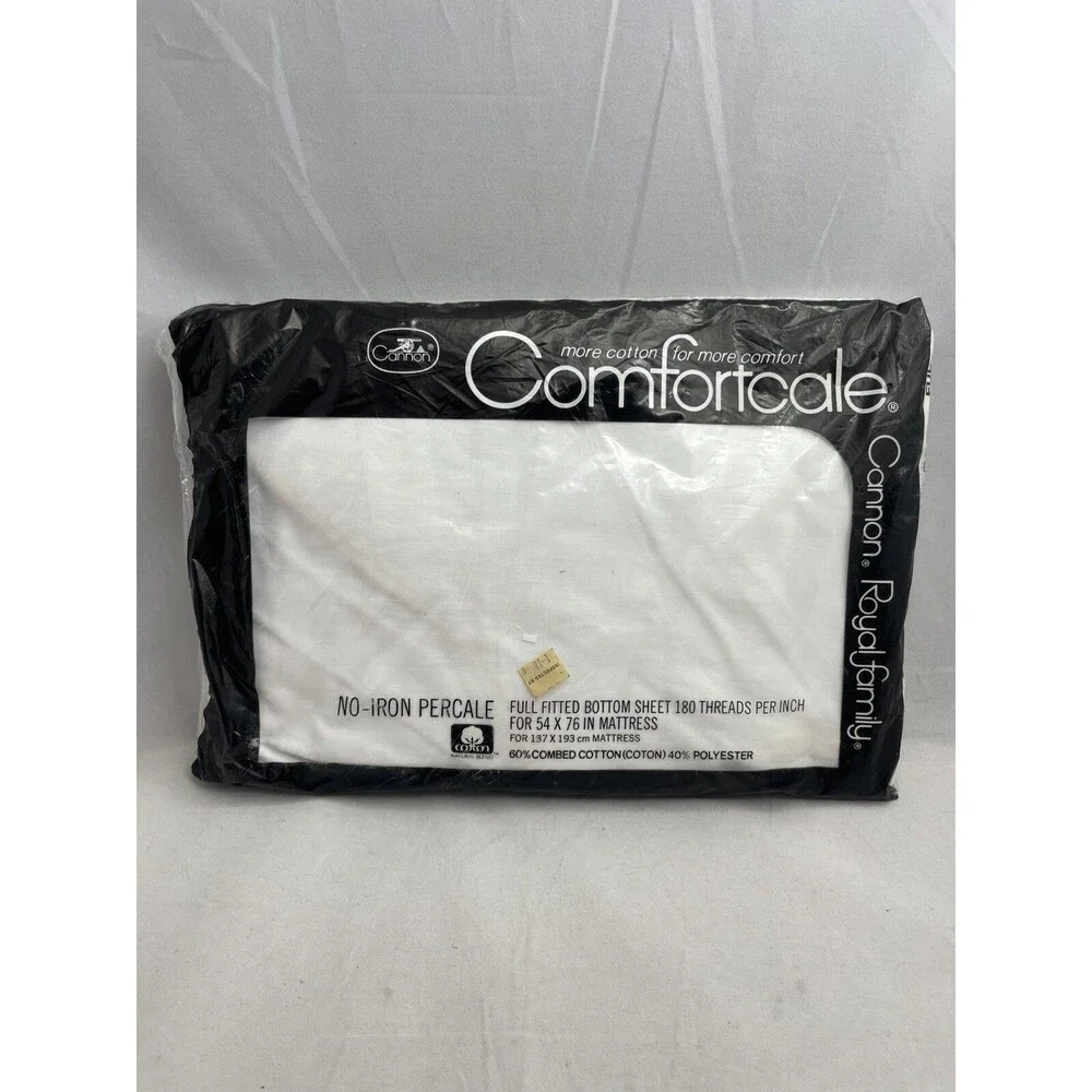 Cannon Royal Family Comfortcale Combed Cotton No Iron Sheet Full Fitted White